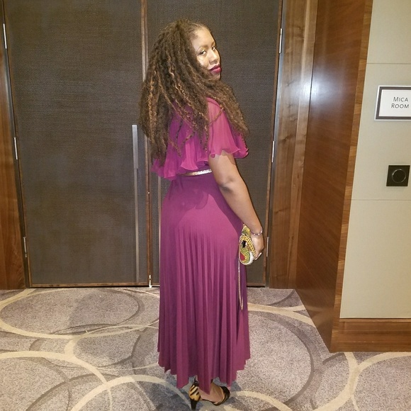 Ruby wine chiffon maxi gown vintage sz US 18 (14) - Picture 2 of 7